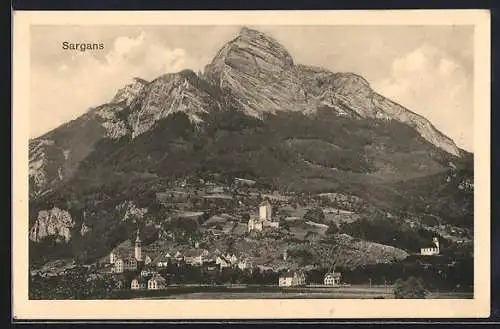 AK Sargans, Teilansicht mit Bergen