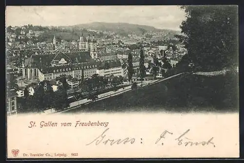 AK St. Gallen, Teilansicht vom Freudenberg aus