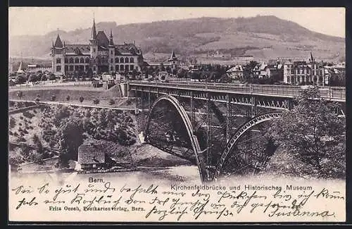 AK Bern, Kirchenfeldbrücke und Historisches Museum