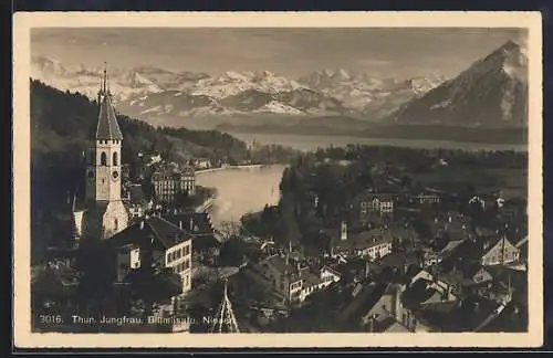 AK Thun, Teilansicht mit Jungfrau, Blümlisalp und Niesen