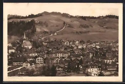 AK Langnau i. E., Teilansicht mit Kirche