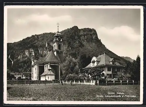 AK Näfels, Kirche, Schlachtkapelle & Pfarrhaus