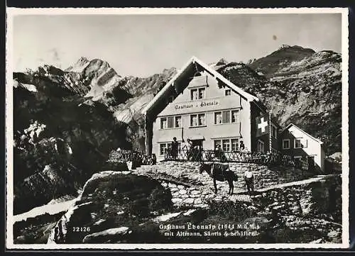 AK Ebenalp, Gasthaus Ebenalp mit Altmann, Santis & Schäfler