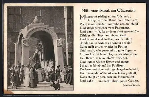 AK Köln, Nagelung des Kölnischen Bauern in Eisen 1915, Mitternachtsspuk am Gürzenich