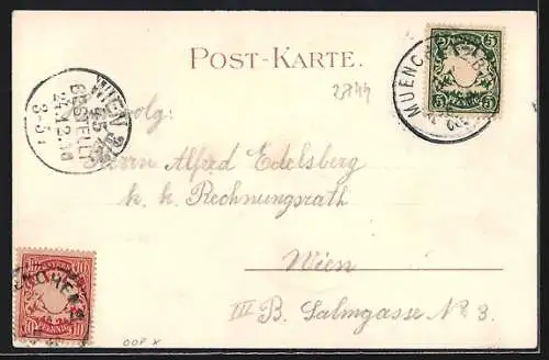 Lithographie München, Gasthaus Rathskeller, Innenansicht