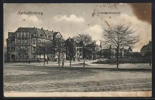 AK Aschaffenburg, Gebäudepartie an der Grünewaldstrasse