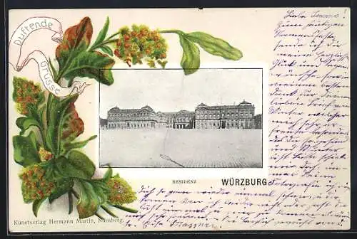 AK Würzburg, Residenz im Blumen-Passepartout