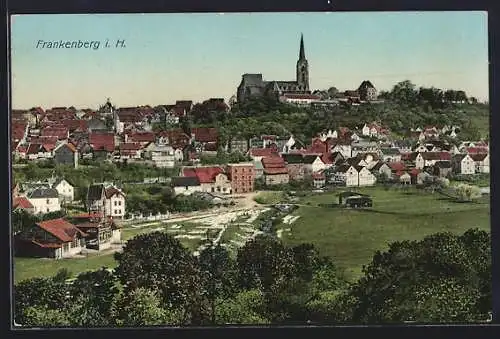 AK Frankenberg i. H., Ortsansicht aus der Vogelschau