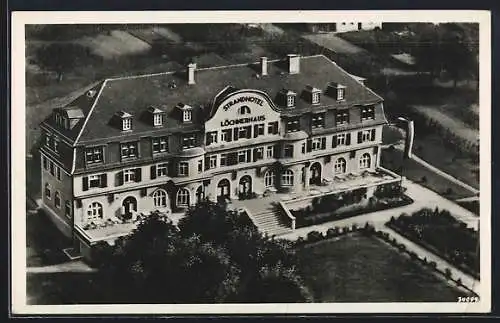 AK Insel Reichenau, Strandhotel Löchnerhaus vom Flugzeug aus