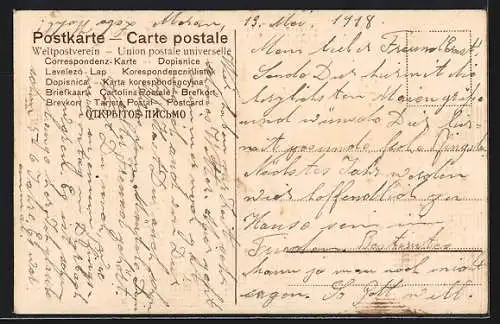 Präge-AK Knabe führt einen blumengeschmückten Pfingstochsen