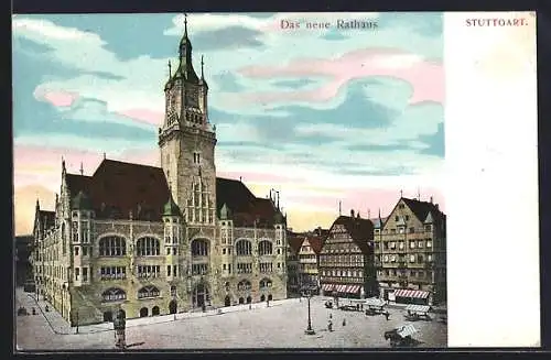 AK Stuttgart, Das neue Rathaus mit Marktplatz