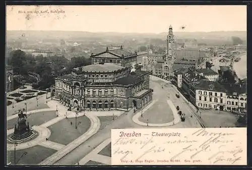 AK Dresden, Theaterplatz aus der Vogelschau