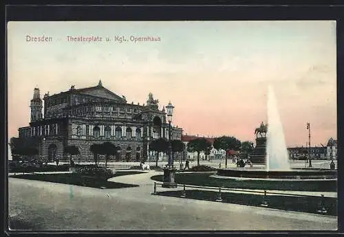 AK Dresden, Theaterplatz und das Kgl. Opernhaus