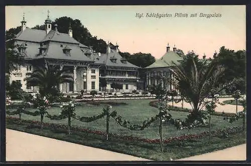 AK Dresden-Pillnitz, Kgl. Schlossgarten mit Bergpalais