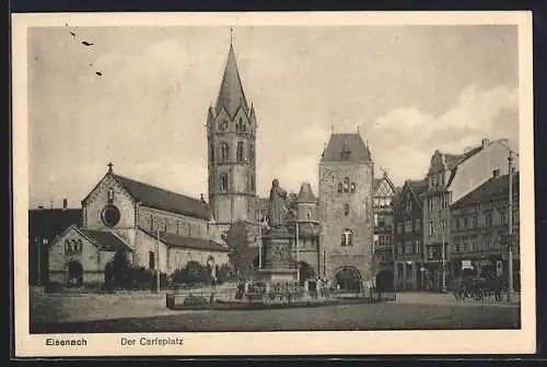 AK Eisenach, Carlsplatz mit Kirche und Luther-Denkmal