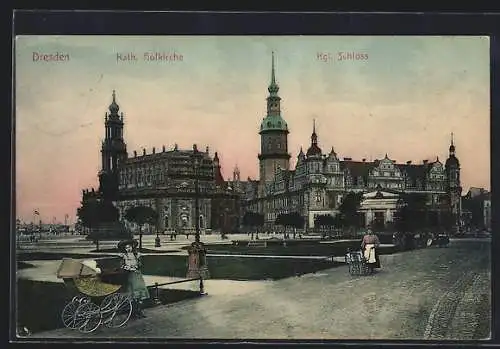 AK Dresden, Kath. Hofkirche und das Kgl. Schloss