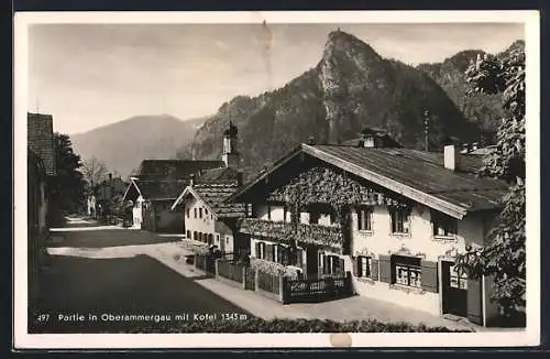 AK Oberammergau, Ortspartie mit Kofel