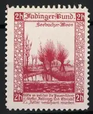 Reklamemarke Seebacher Moos, Fadinger Bund, Landschaft mit Bäumen