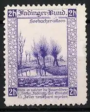 Reklamemarke Fadinger-Bund, Seebacher Moos, Landschaft mit Bäumen