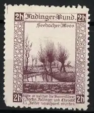 Reklamemarke Fadinger-Bund, Seebacher Moos, Landschaft mit Bäumen