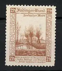 Reklamemarke Fadinger-Bund, Seebacher-Moos, Landschaft mit Bäumen