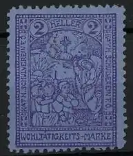 Reklamemarke Kapl. Schulverein, Wohltätigkeits-Marke, Engel mit Kindern und Kreuz