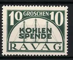 Reklamemarke Kohlenspende, RAVAG, 10 Groschen