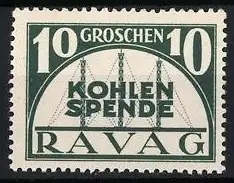 Reklamemarke Kohlenspende RAVAG, Funkmasten-Symbol