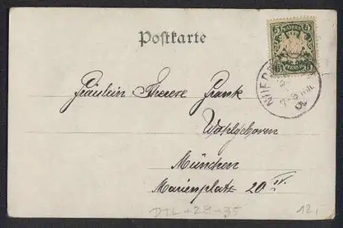 Passepartout-Lithographie Nürnberg, Henkersteg mit Blüten und Blättern, Glitzer-Perlen