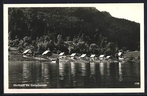 AK Fünfhaus am Ossiachersee, Blick über den See zur Ortschaft