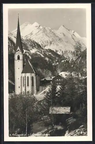 AK Heiligenblut, Teilansicht mit Kirche gegen Grossglockner