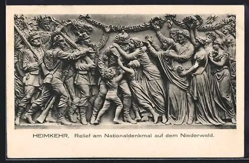 AK Rüdesheim / Rhein, Relief am Nationaldenkmal auf dem Niederwald