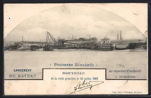 AK Hoboken, Lancement du Bateau, Visité Princesse Élisabeth 1902