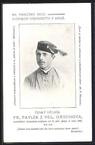 AK Orechov, Cesky Delnik Fr. Pavlik z Vel. Orechova, Portrait 1905