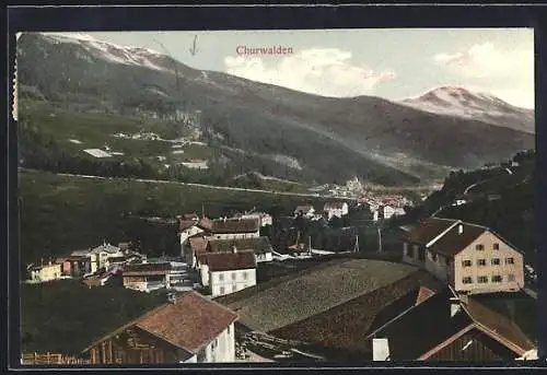 AK Churwalden, Teilansicht mit Bergen