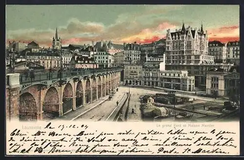 AK Lausanne, Le grand Pont et Maison Mercier