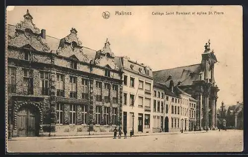 AK Malines, Collège Saint Rombaut et église St. Pierre