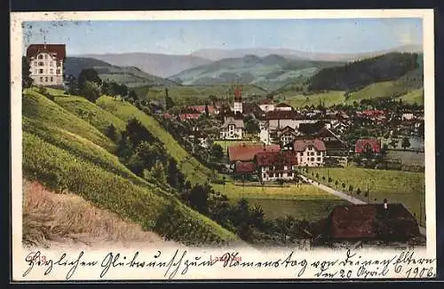 AK Langnau im Emmental, Ortsansicht mit Bergpanorama