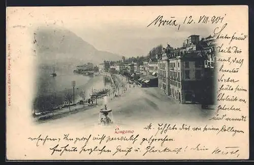 AK Lugano, Strassenpartie am Ufer