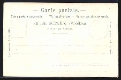 Goldfenster-AK Luzern, Gebäude am Seeufer mit leuchtenden Fenstern