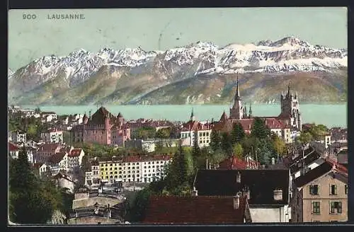 AK Lausanne, Teilansicht mit den Bergen