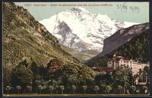 AK Interlaken, Hotel Jungfraublick und die Jungfrau