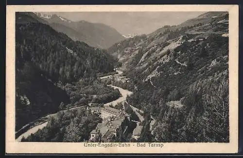 AK Bad Tarasp, Unter-Engadin-Bahn, Blick durch das Tal