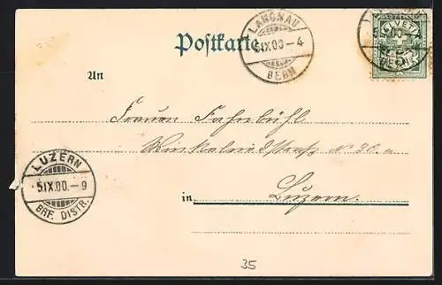 AK Langnau /Bern, Teilansicht mit Kirche