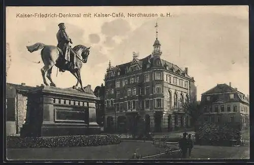 AK Nordhausen a. H., Kaiser Friedrich-Denkmal mit Kaiser-Café