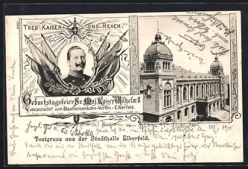 AK Elberfeld, Geburtstagsfeier Kaiser Wilhelm II. des Staatseisenbahn-Vereins