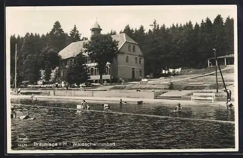 AK Braunlage i. H., Badegäste im Waldschwimmbad