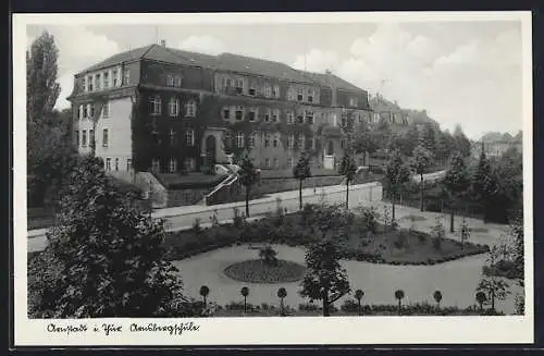 AK Arnstadt i. Thür., Arnstadtschule mit Strassenpartie