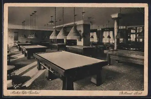 AK Berlin, Cafe Moka Efti, Billard-Saal, Friedrichstrasse 59-60 Ecke Leipziger Strasse