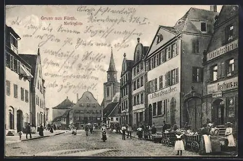 AK Fürth / Bayern, Marktplatz mit Gasthaus